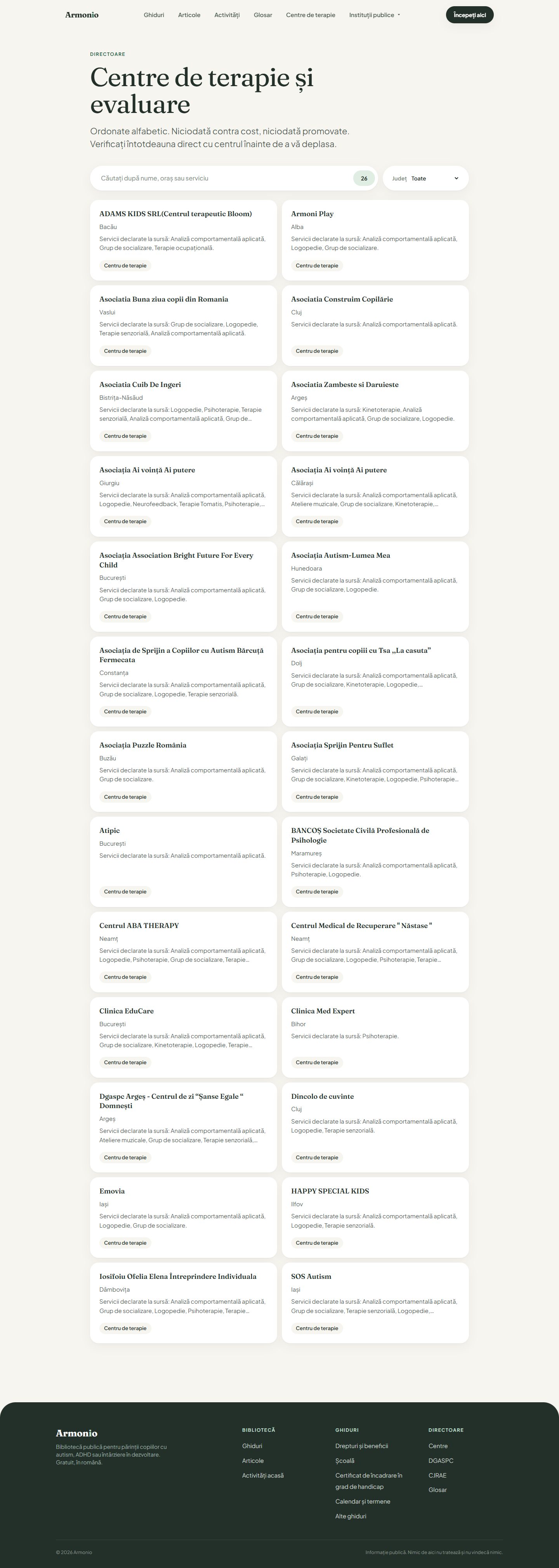Armonio: therapy centres directory