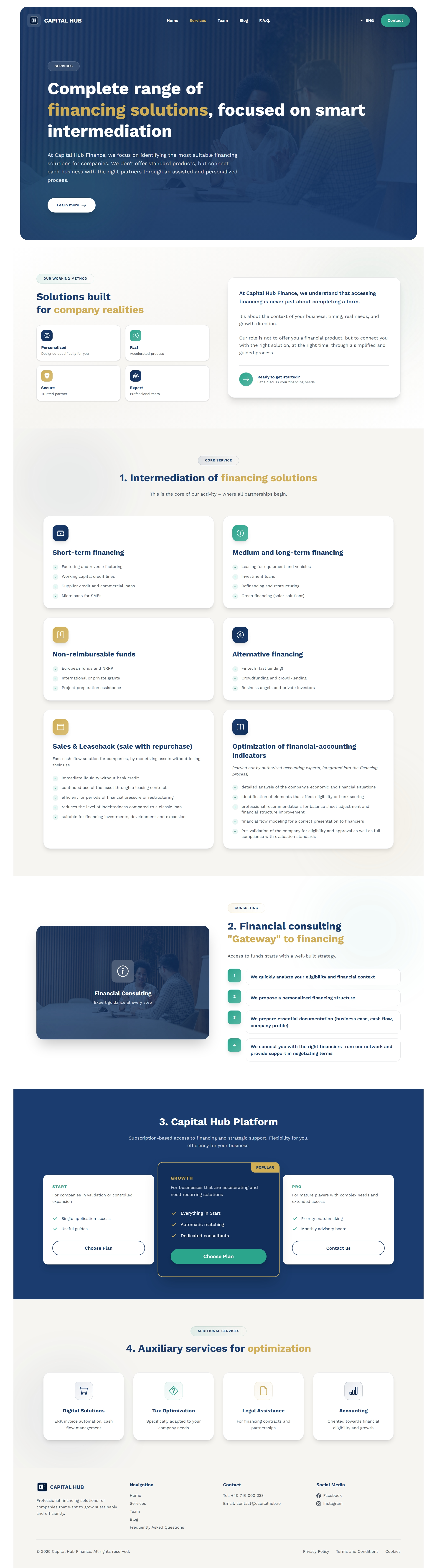 Capital Hub: Services page