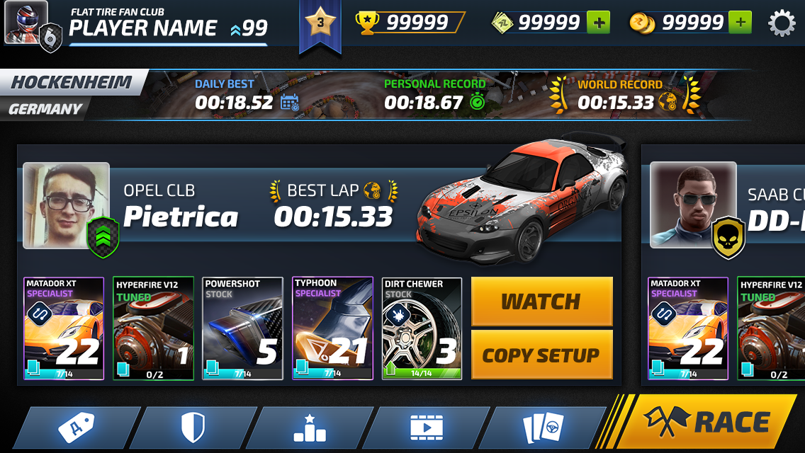Draw Race 3: Garage & Race Screen