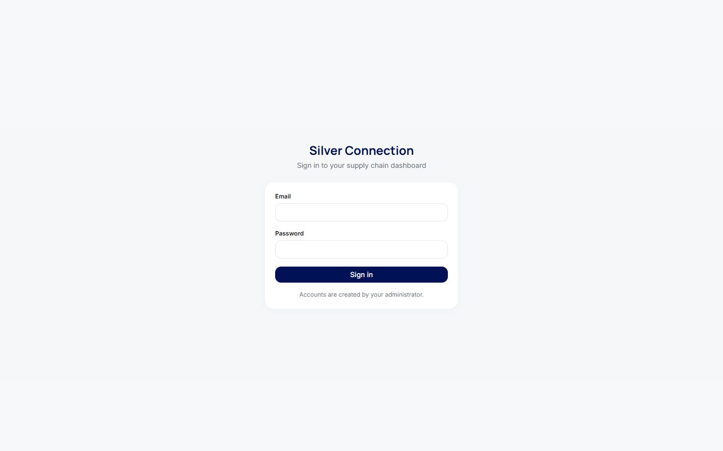 Silver Connection: sign-in screen
