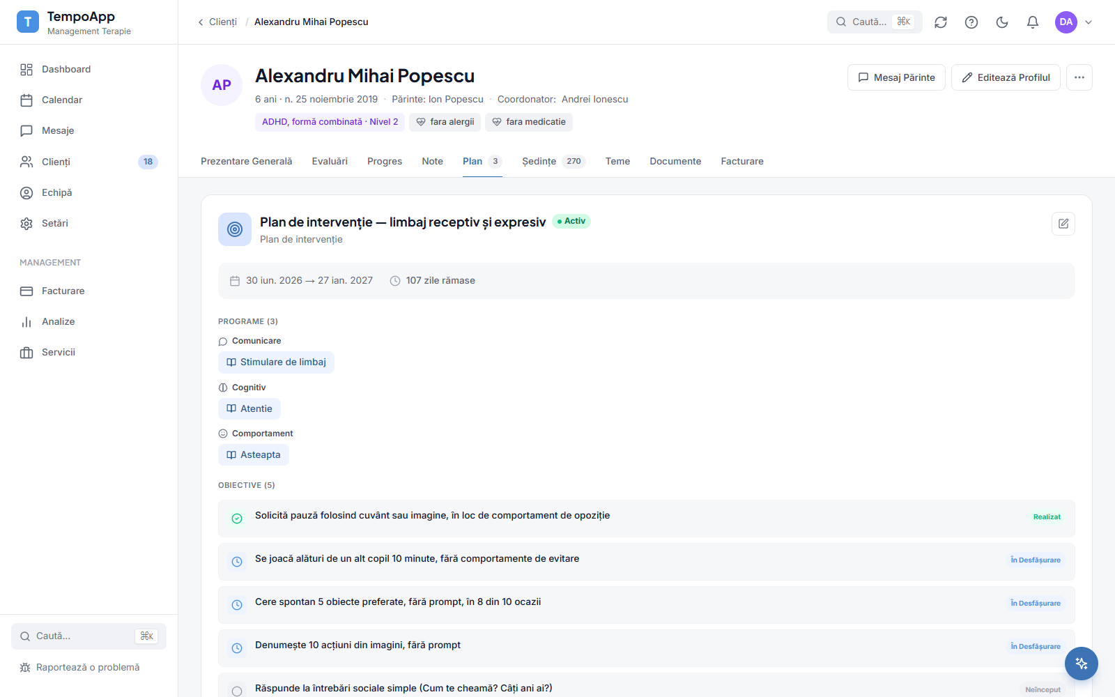 TempoApp: intervention plan