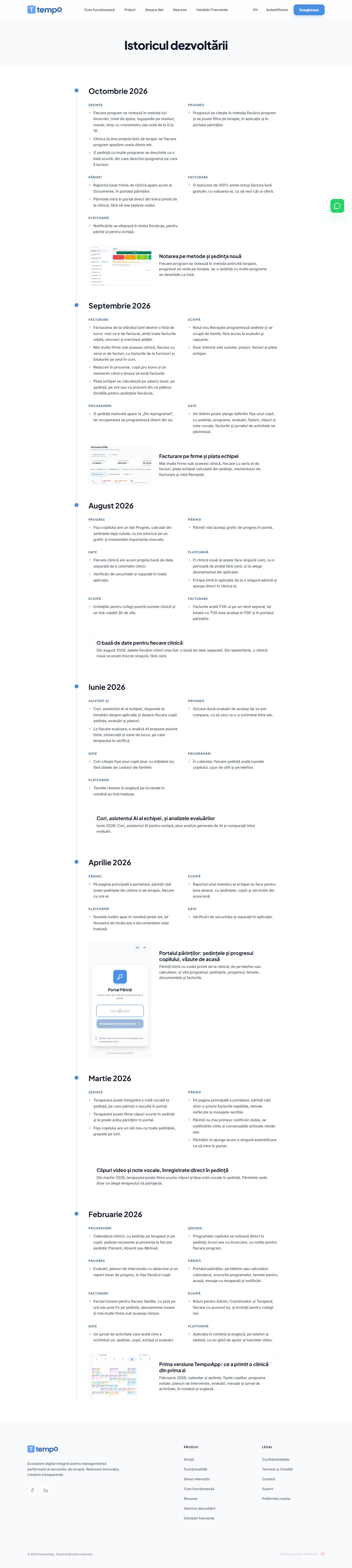 TempoApp Website: development history