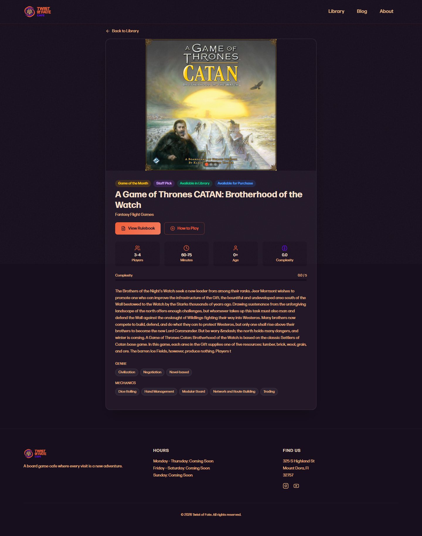 Twist of Fate Café: game page